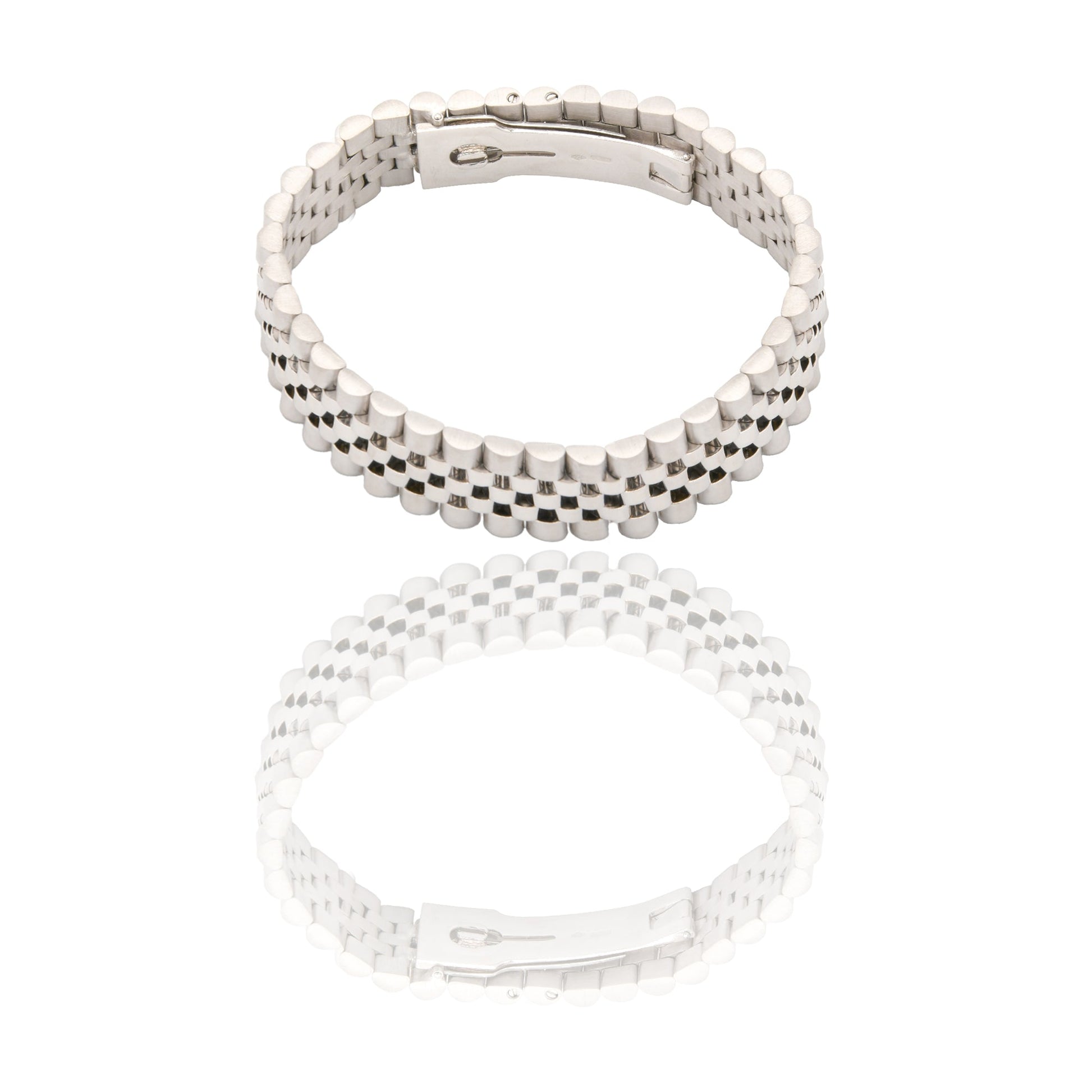Bracciali Oro Bianco Oro 18 carati maglia giubile Solo Oro spessore 14mm
