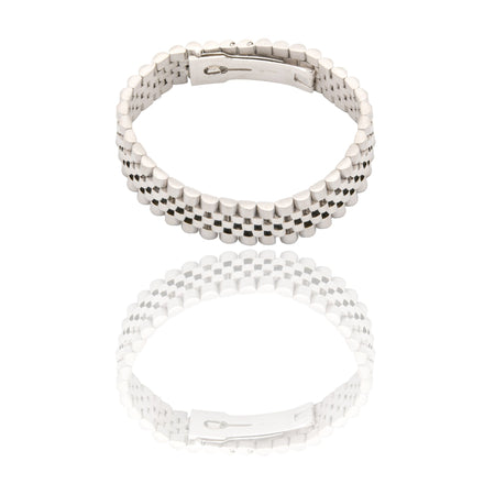 Bracciali Oro Bianco Oro 18 carati maglia giubile Solo Oro spessore 14mm