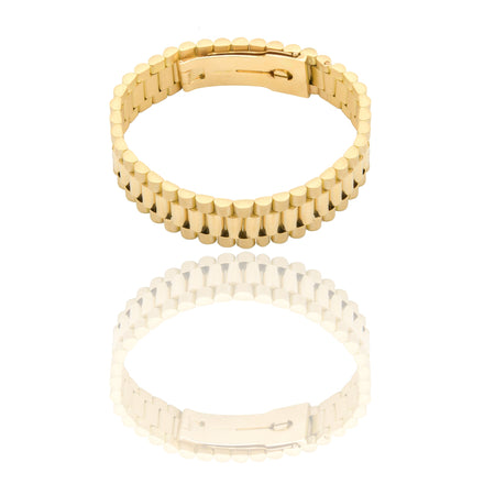 Bracciali Oro Giallo Oro 18 carati Maglia president Solo Oro spessore 14mm