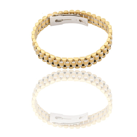 Bracciali Oro Giallo Oro Bianco Oro 18 carati Maglia president Solo Oro spessore 12mm