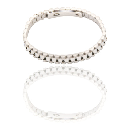 Bracciali Oro Bianco Oro 18 carati Maglia president Solo Oro spessore 8mm