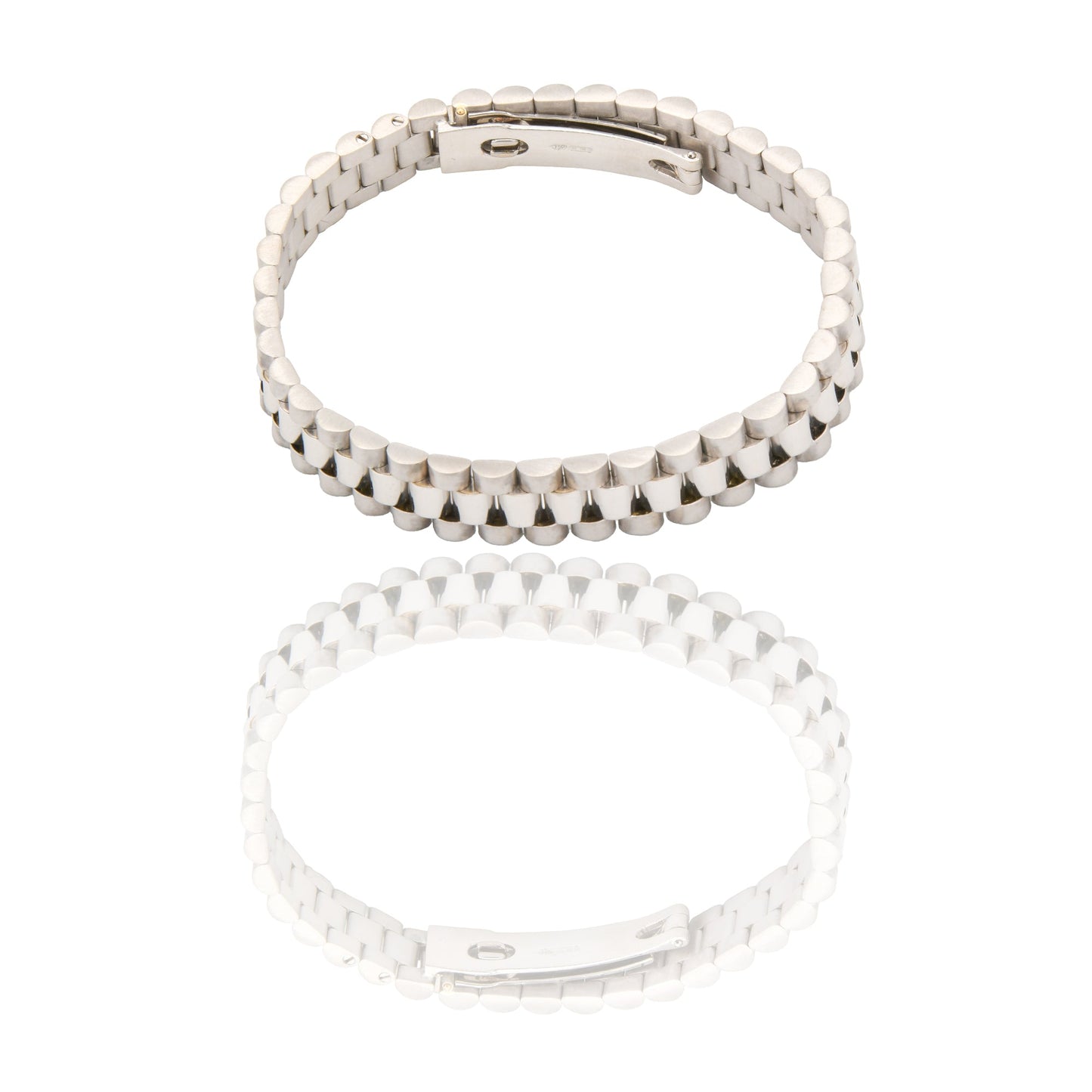 Bracciali Oro Bianco Oro 18 carati Maglia president Solo Oro spessore 10mm