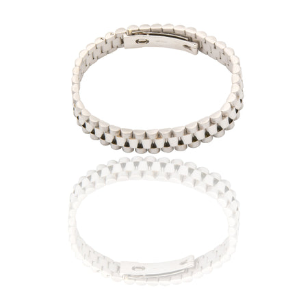 Bracciali Oro Bianco Oro 18 carati Maglia president Solo Oro spessore 10mm