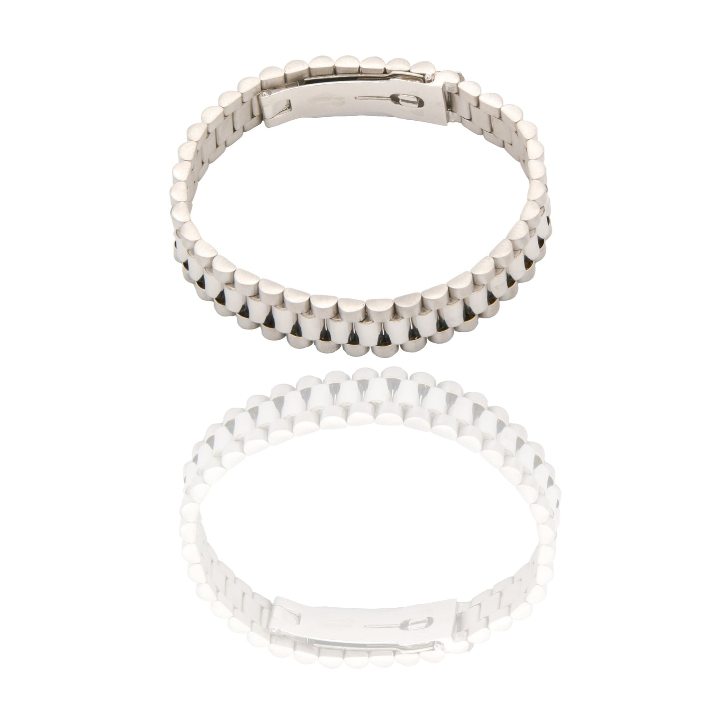 Bracciali Oro Bianco Oro 18 carati Maglia president Solo Oro spessore 12mm