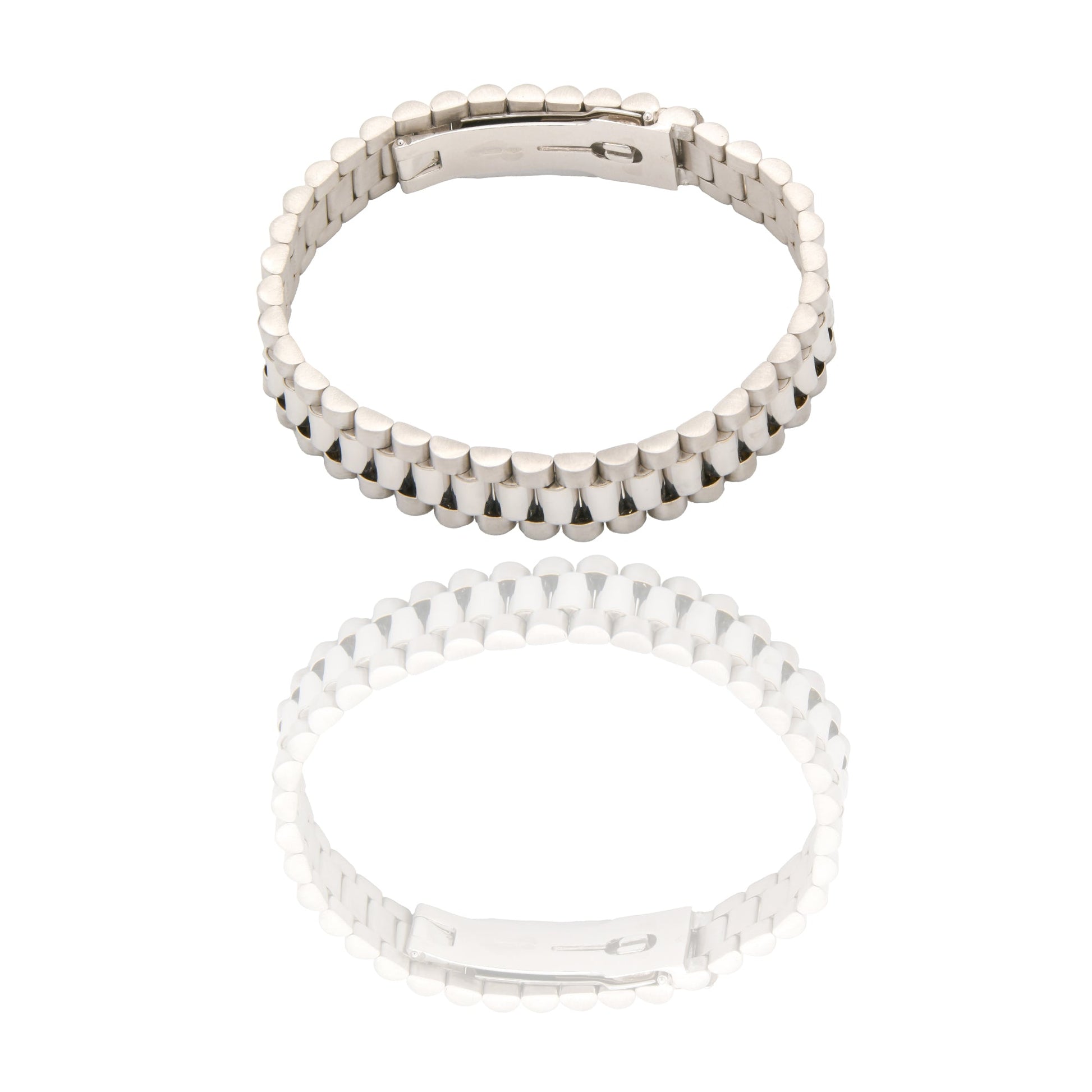 Bracciali Oro Bianco Oro 18 carati Maglia president Solo Oro spessore 12mm