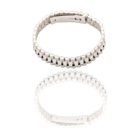 Bracciali Oro Bianco Oro 18 carati Maglia president Solo Oro spessore 12mm