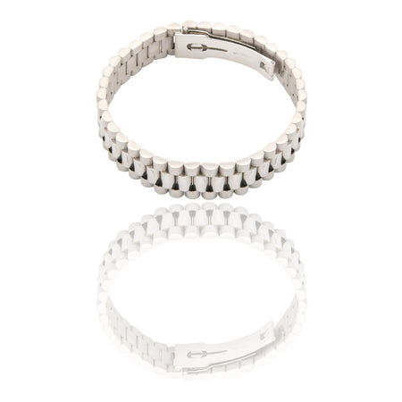 Bracciali Oro Bianco Oro 18 carati Maglia president Solo Oro spessore 14mm