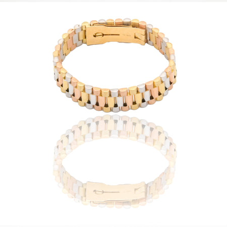 Bracciali Oro Rosa, Oro Giallo Oro Bianco Oro 18 carati Maglia president Solo Oro spessore 14mm