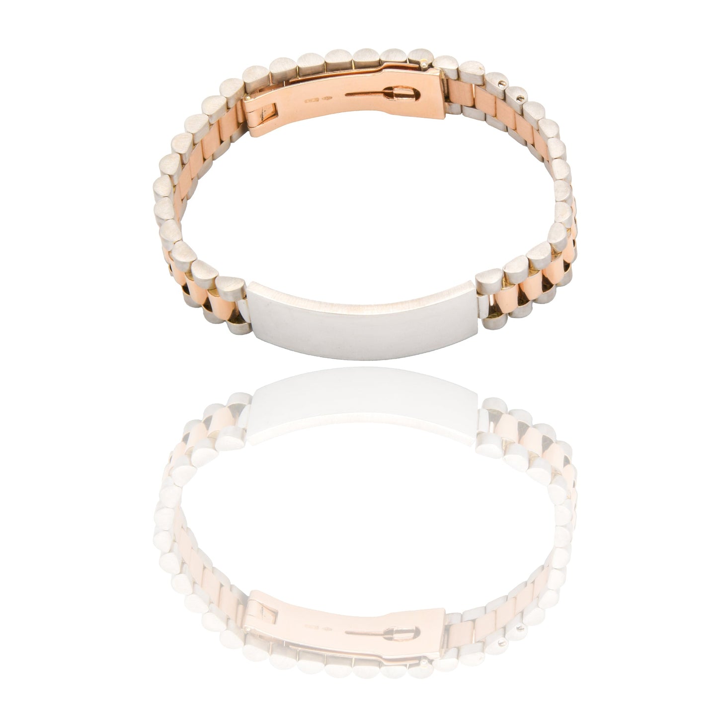 Bracciali Oro Bianco, Oro Rosa Oro 18 carati Maglia president con targa lucida Solo Oro spessore 12mm