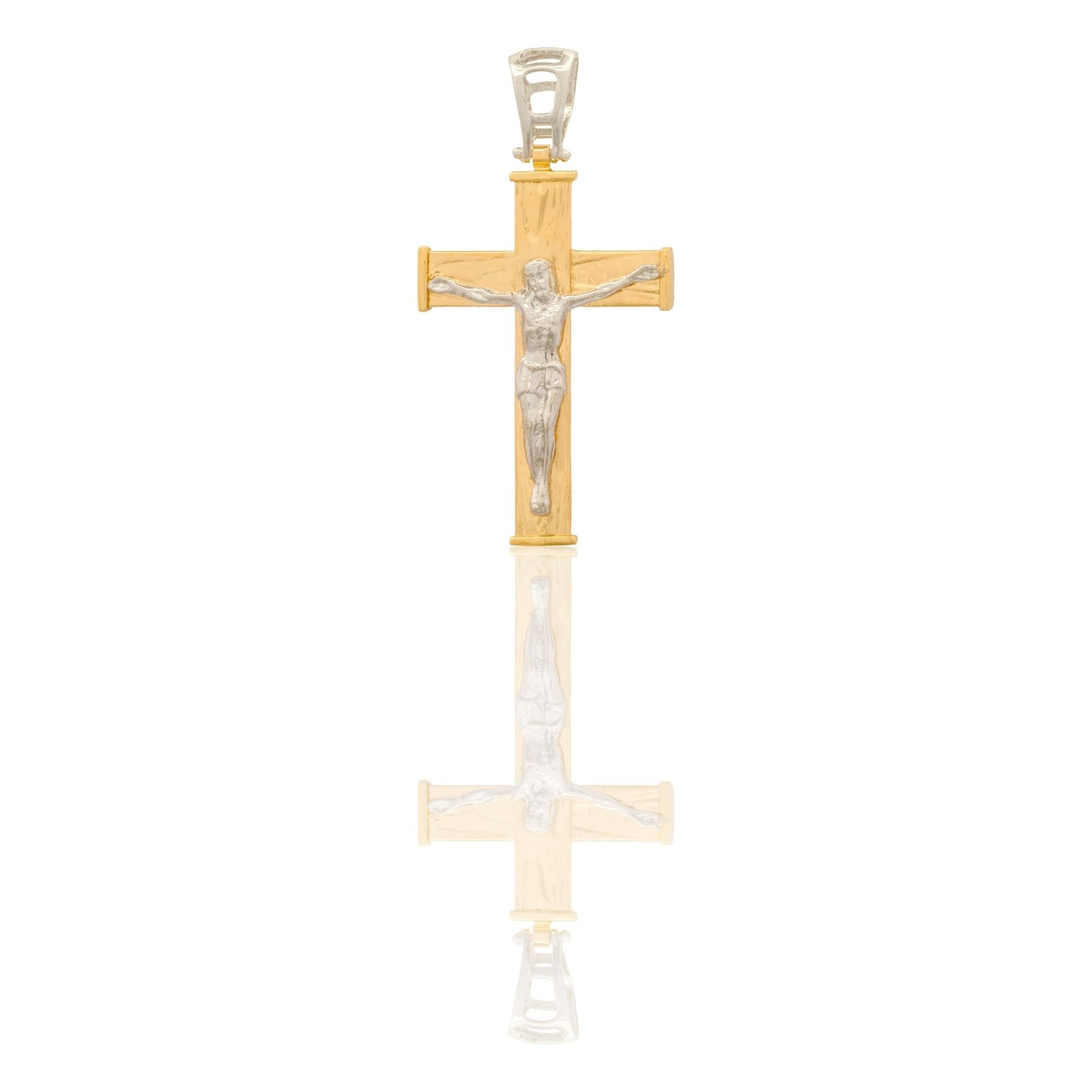 Ciondolo Oro Giallo, Oro Bianco Oro 18 carati Croce Squadrata  Cristo  Solo Oro 