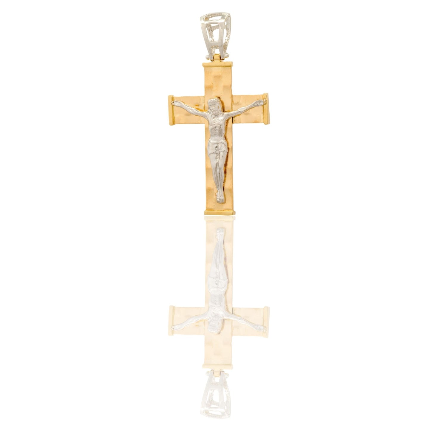 Ciondolo Oro Giallo, Oro Bianco Oro 18 carati Croce Squadrata  Cristo  Solo Oro 