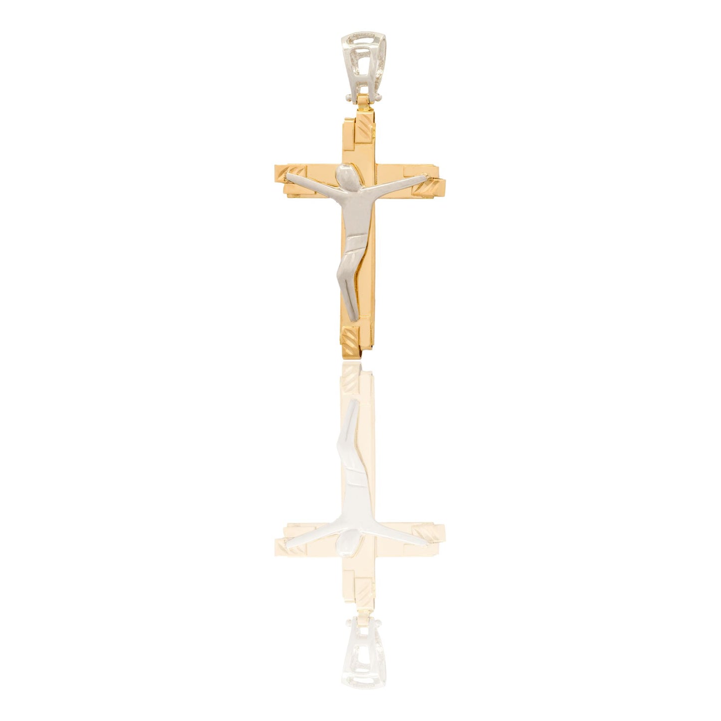 Ciondolo Oro Giallo, Oro Bianco Oro 18 carati Croce Squadrata  Cristo  Solo Oro 