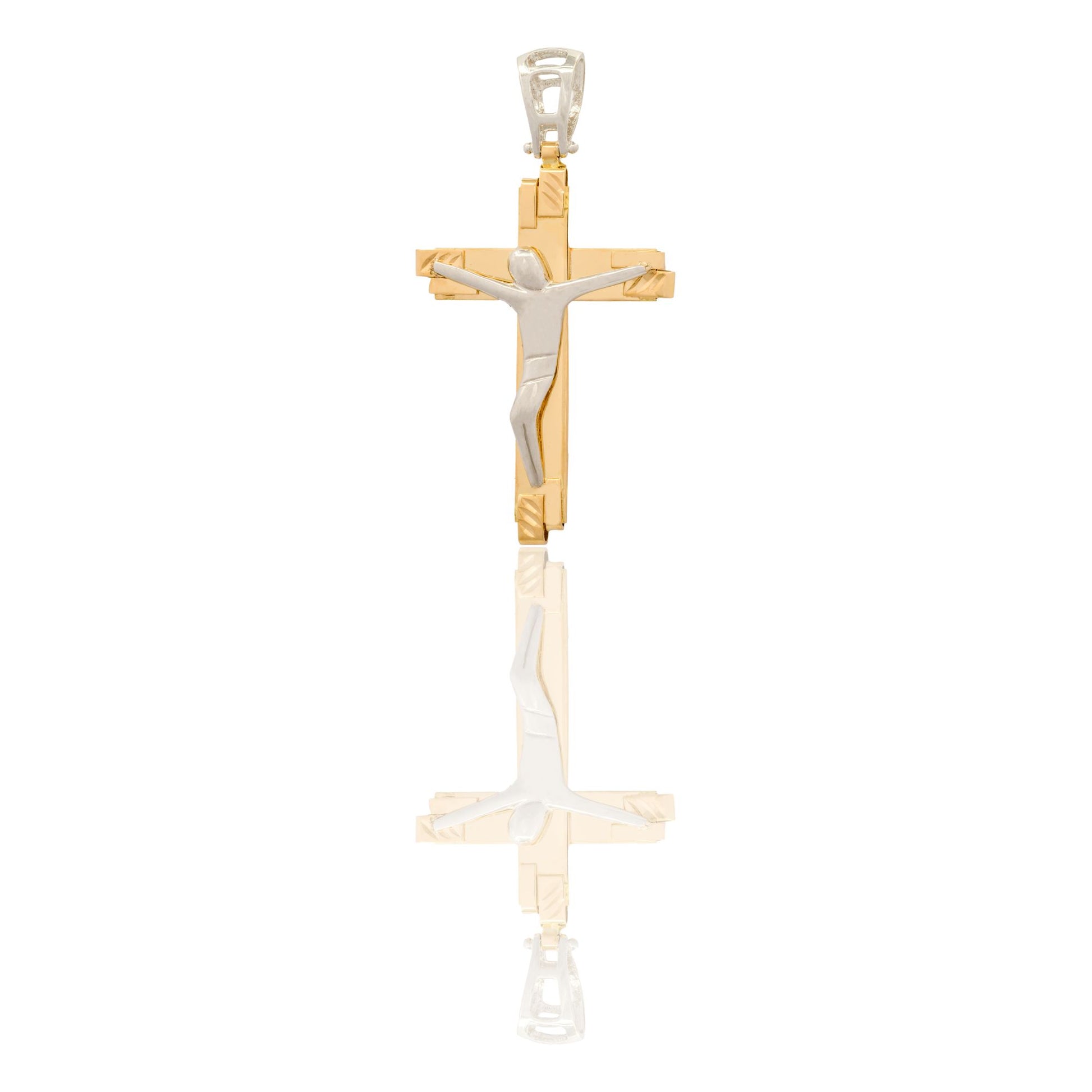 Ciondolo Oro Giallo, Oro Bianco Oro 18 carati Croce Squadrata  Cristo  Solo Oro 