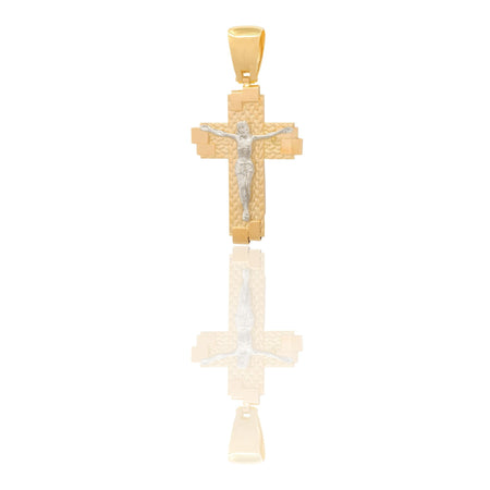 Ciondolo Oro Giallo, Oro Bianco Oro 18 carati Croce Squadrata  Cristo  Solo Oro 