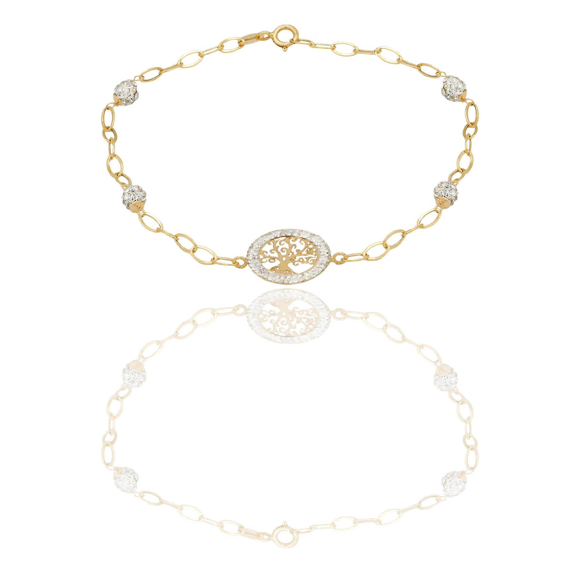 Bracciali Oro Giallo Maglia  Resina e Zirconi cm. 18,5