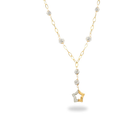 Collana Oro Giallo Oro 18 carati Stella Traforata Pendente Zirconi Bianchi