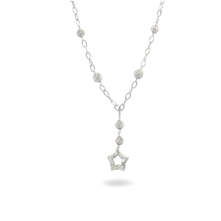 Collana Oro Bianco Oro 18 carati Stella Traforata Pendente Zirconi Bianchi