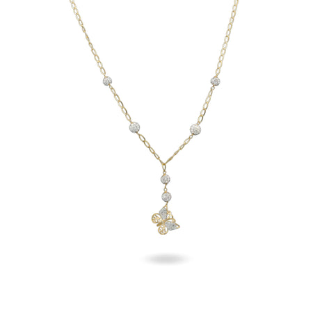 Collana Oro Giallo Oro 18 carati Farfalla Traforata Pendente Zirconi Bianchi