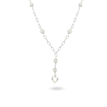 Collana Oro Bianco Oro 18 carati Cuore Pendente Zirconi Bianchi