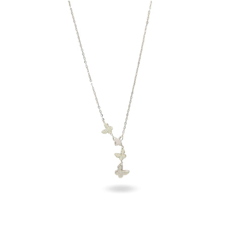 Collana Oro Bianco Oro 18 carati Farfalle  Pendenti Alernate Zirconi Bianchi