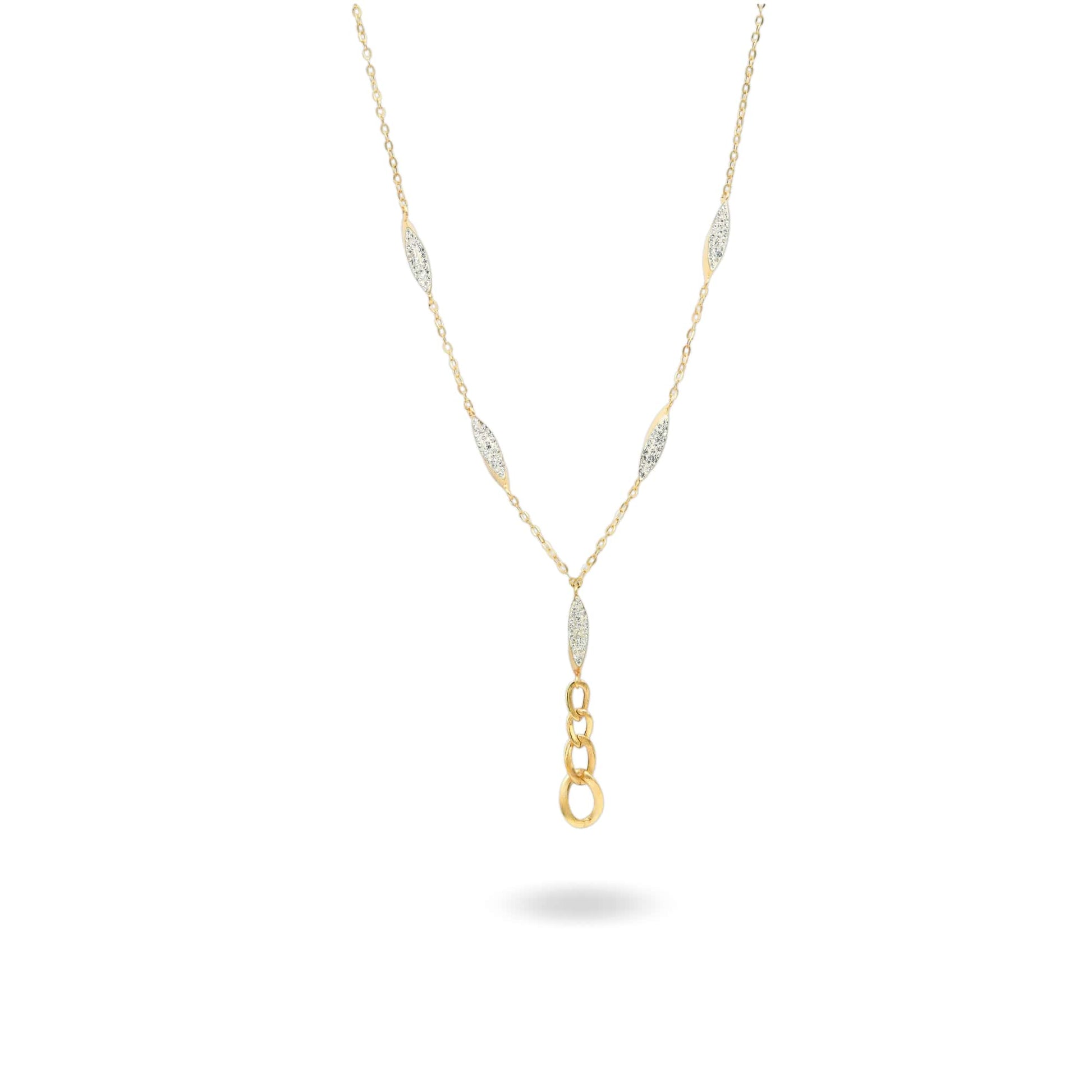Collana Oro Giallo Oro 18 carati Catena Con  Elementi Zirconati Zirconi Bianchi