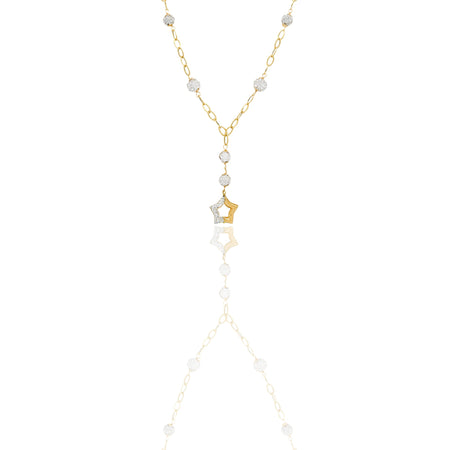 collana Oro Giallo Catena vuota, Stampato  Zirconi Bianchi Cm. 45