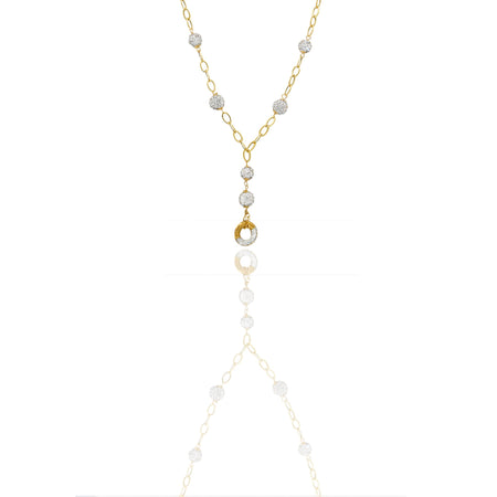 collana Oro Giallo Catena vuota, Stampato  Zirconi Bianchi Cm. 45