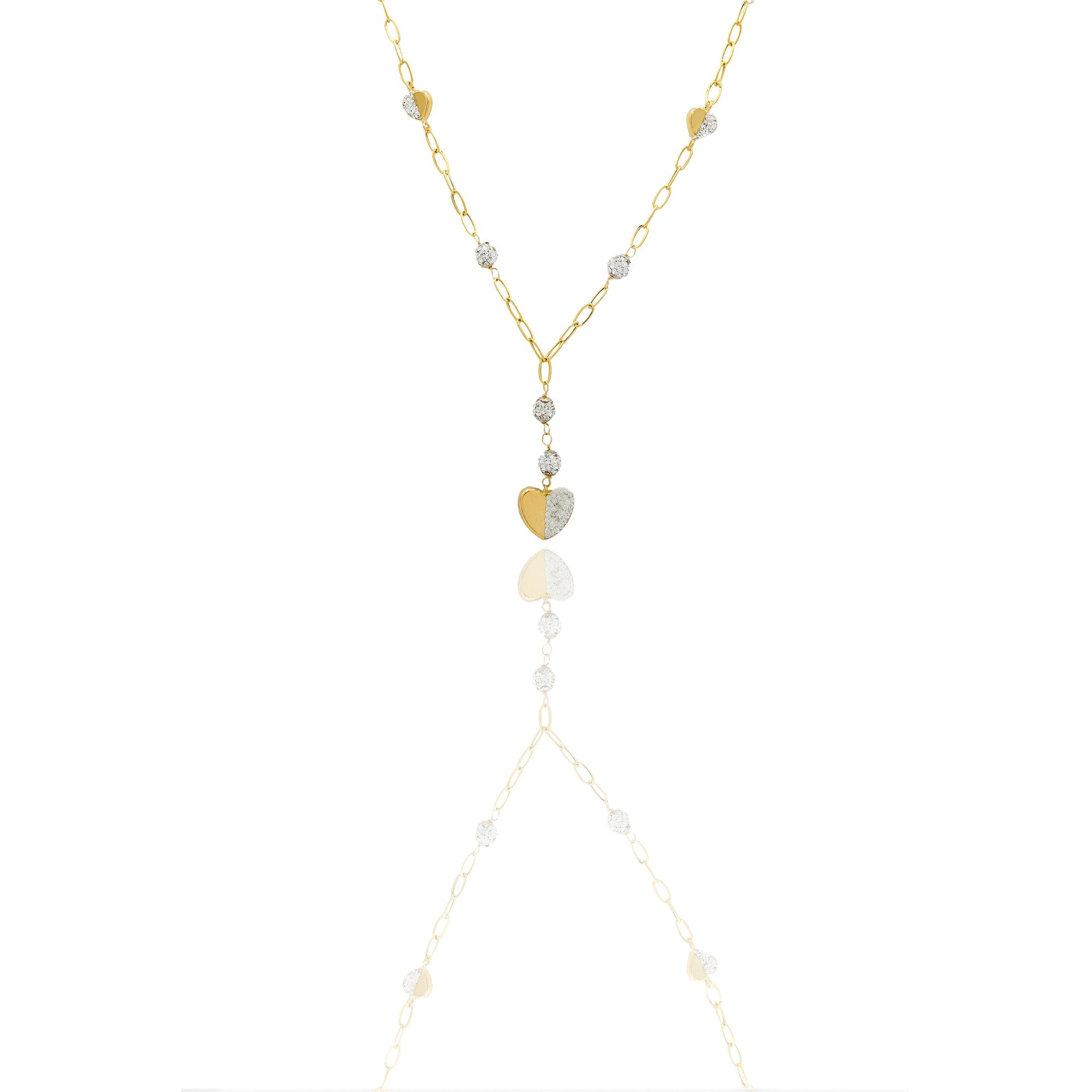 collana Oro Giallo Catena vuota, Stampato  Zirconi Bianchi Cm. 45