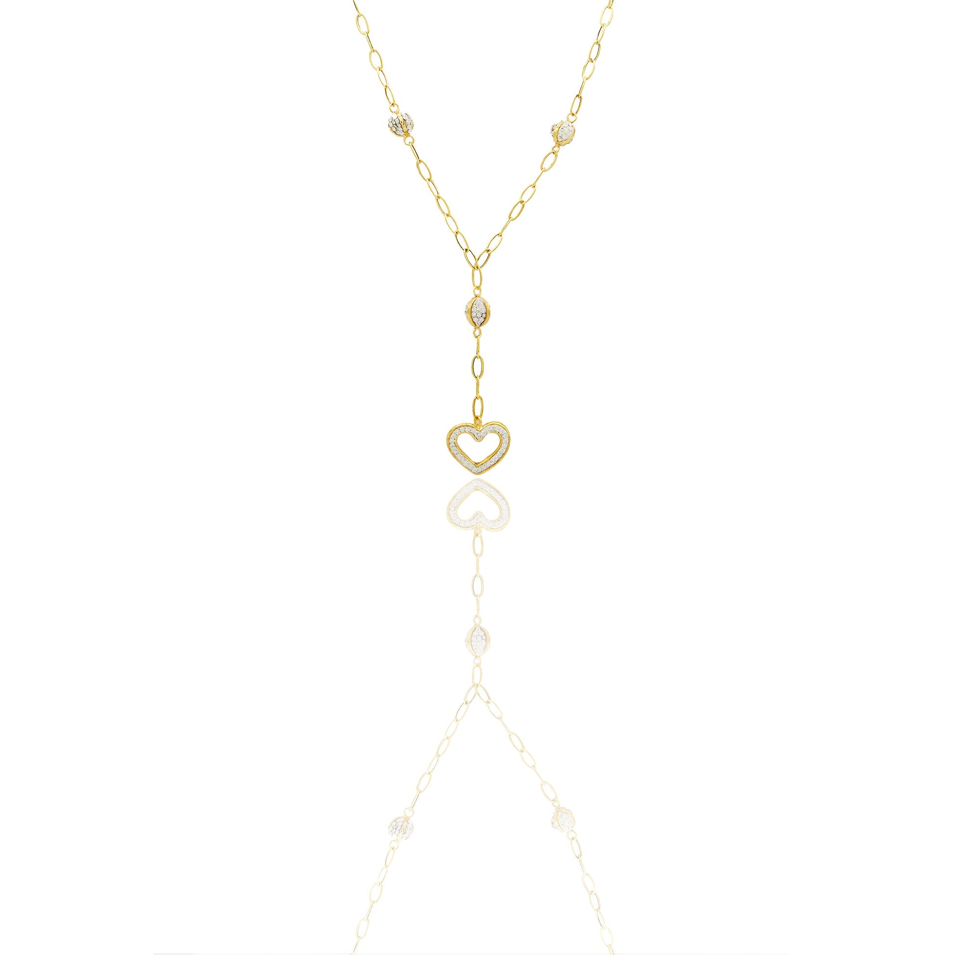 collana Oro Giallo Catena vuota, Stampato  Zirconi Bianchi Cm. 45