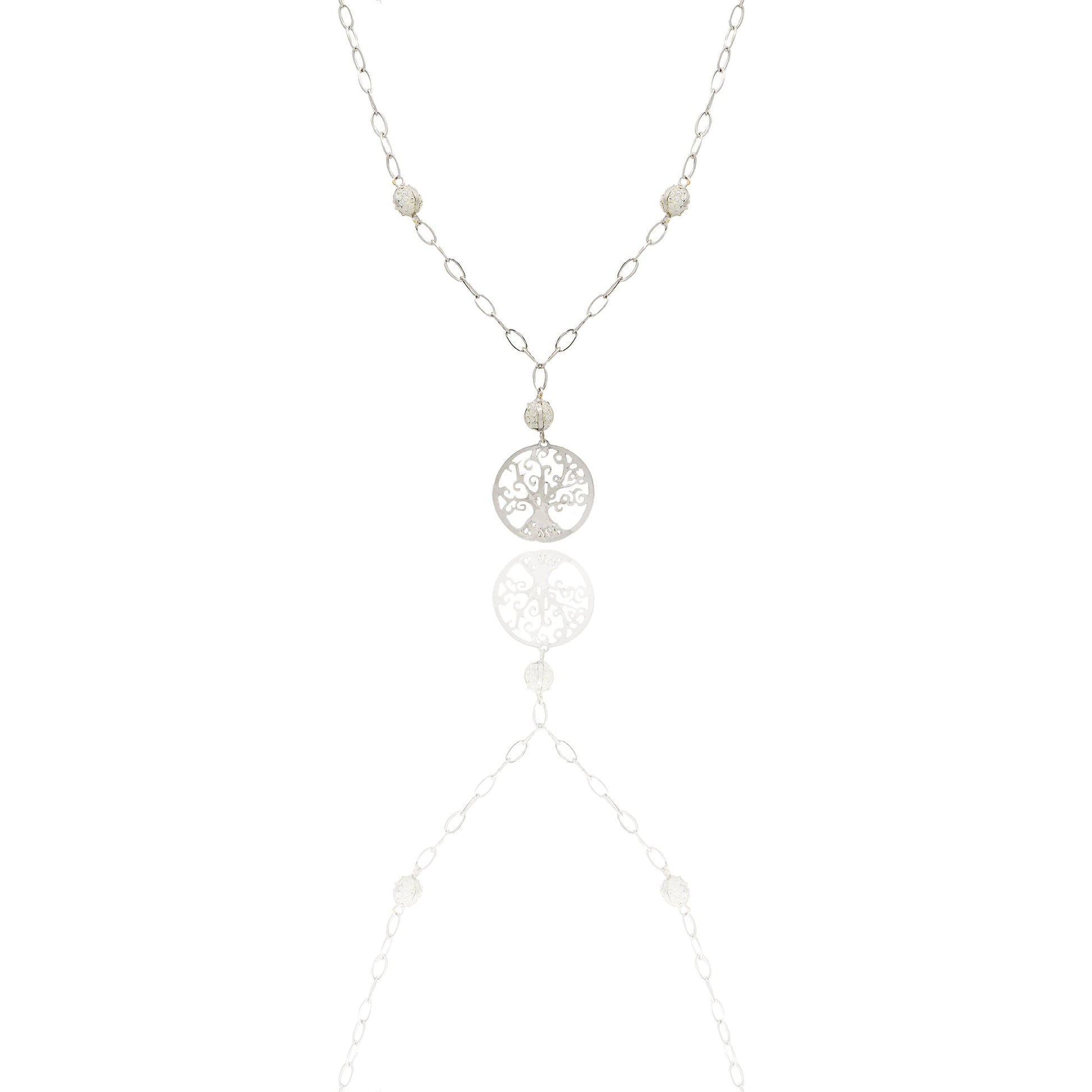 collana Oro Bianco Catena vuota, Stampato  Zirconi Bianchi Cm. 45