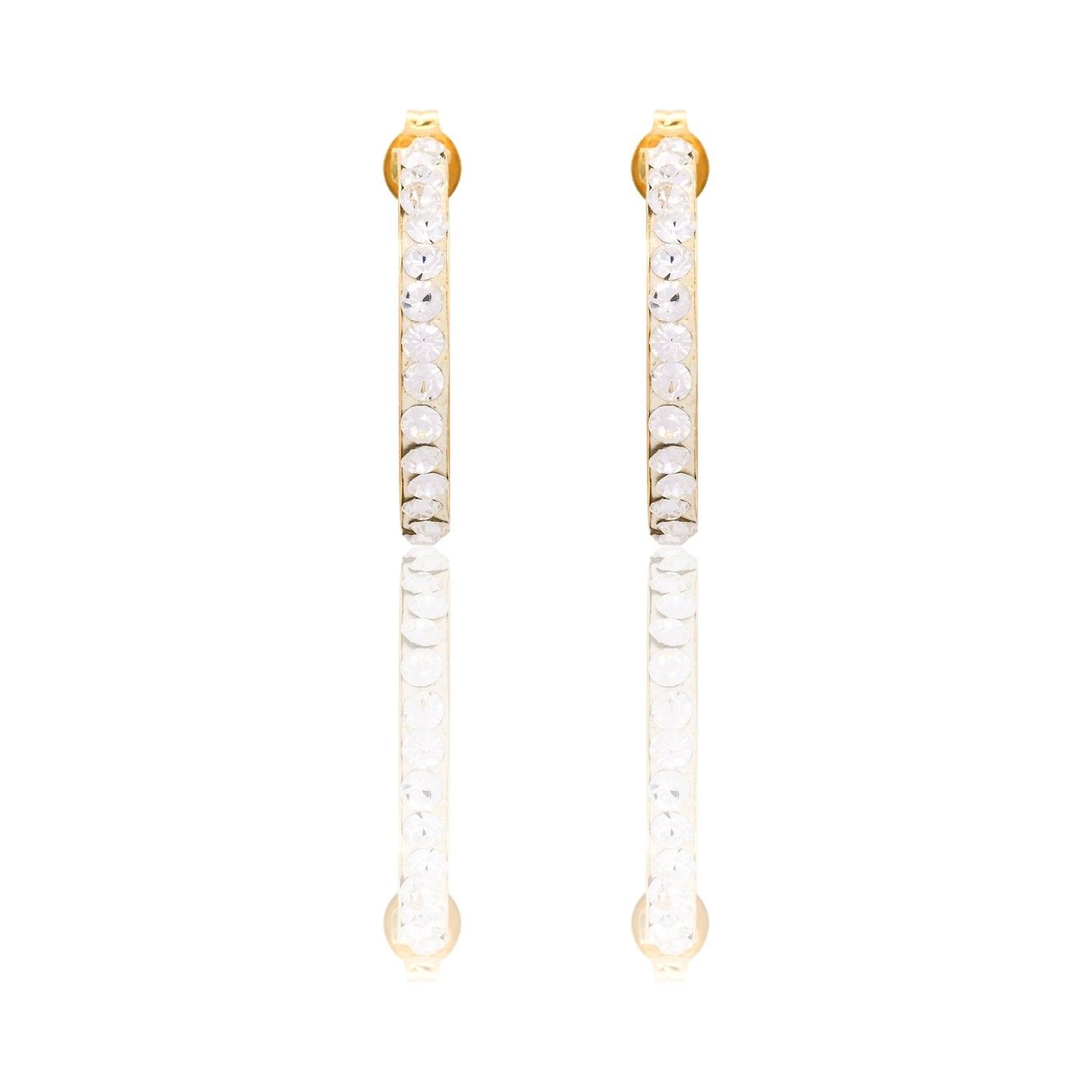 Orecchini Oro Giallo Oro 18 carati Cerchio pavè Zirconi Bianchi cm. 1,5 spessore mm 2