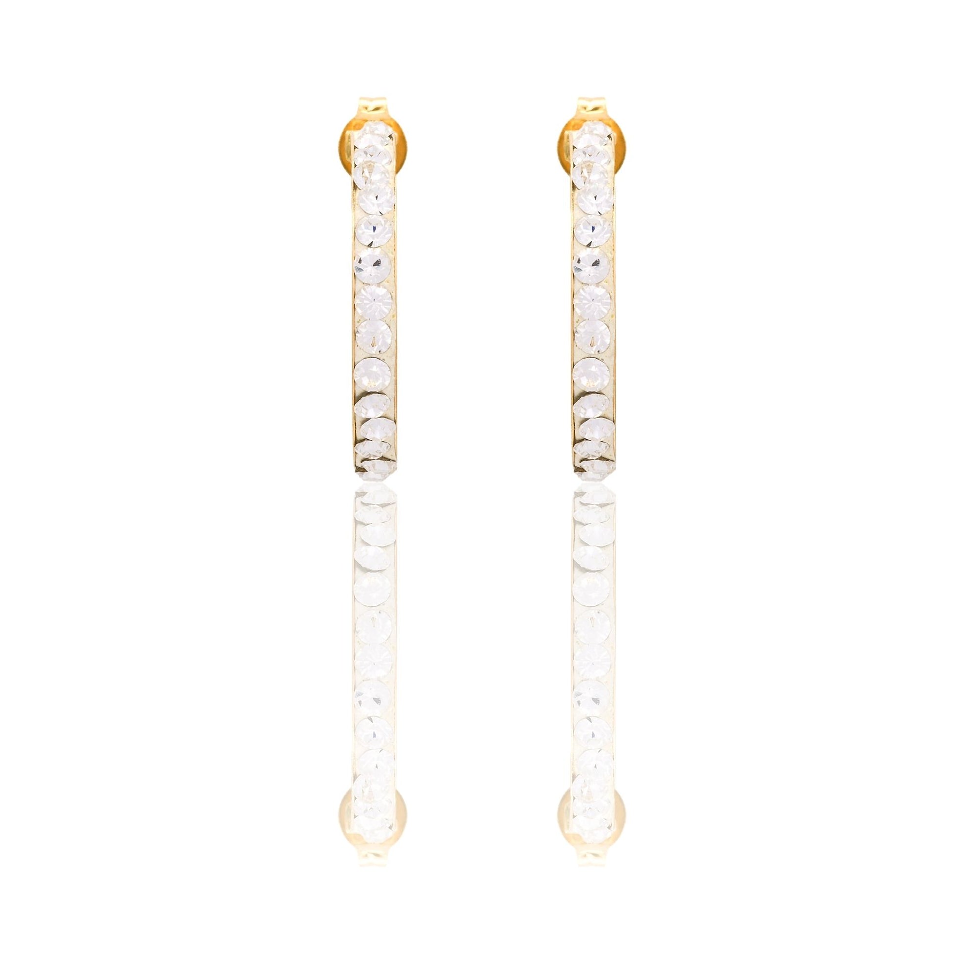 Orecchini Oro Giallo Oro 18 carati Cerchio pavè Zirconi Bianchi cm. 1,5 spessore mm 2