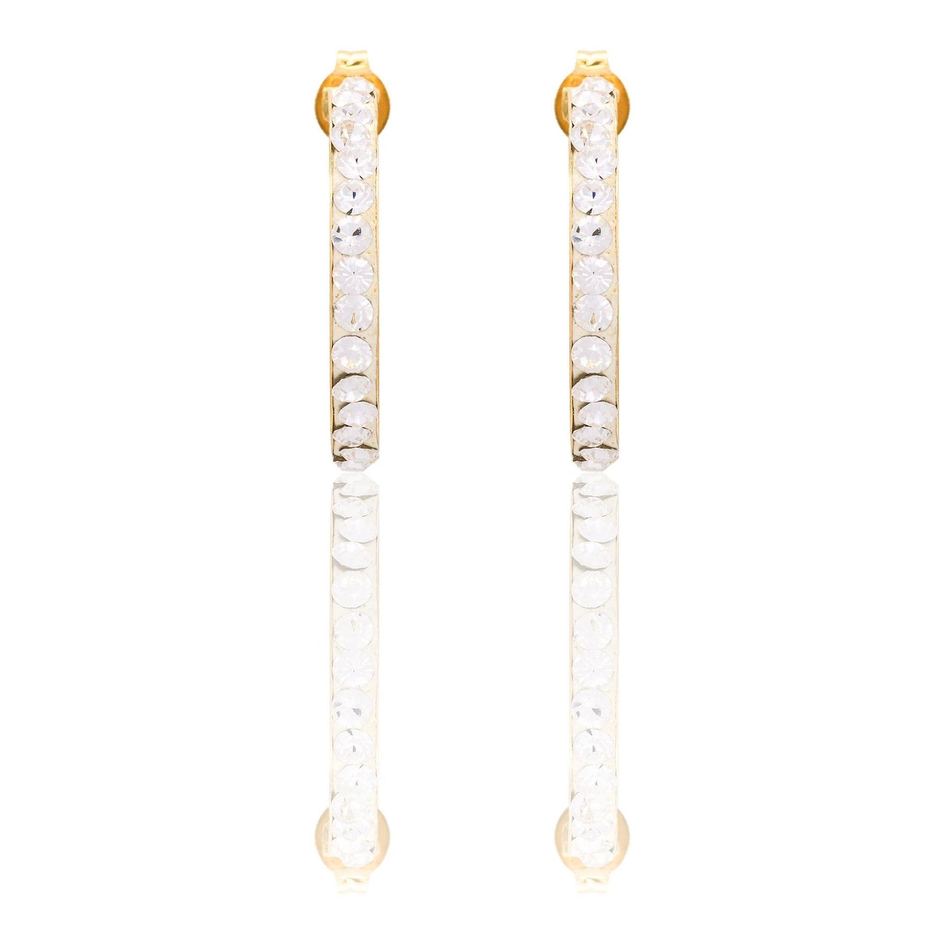 Orecchini Oro Giallo Oro 18 carati Cerchio pavè Zirconi Bianchi cm. 2 spessore mm 2