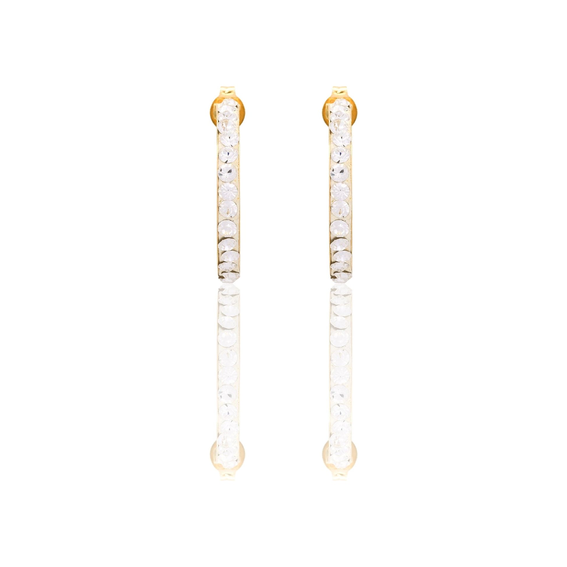 Orecchini Oro Giallo Oro 18 carati Cerchio pavè Zirconi Bianchi cm. 1 spessore mm 2