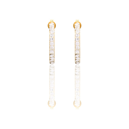 Orecchini Oro Giallo Oro 18 carati Cerchio pavè Zirconi Bianchi cm. 1 spessore mm 2