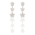 Orecchini Oro Bianco Oro 18 carati Trilogy Fiori Zirconati Pendenti Zirconi Bianchi