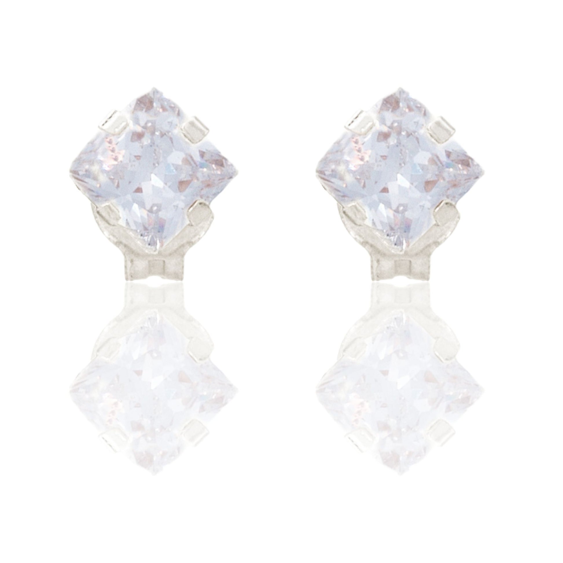 Orecchini Oro Bianco Oro 18 carati  Punto Luce 4 Griffe Zircone Bianco