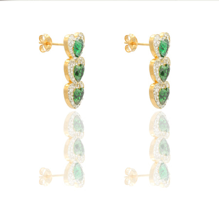 ORECCHINI DONNA TRILOGY CUORI PENDENTI CONTORNO PAVE'