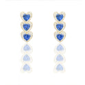 Orecchini Oro Bianco Stampato  Zirconi blu, Zirconi Bianchi cm. 2