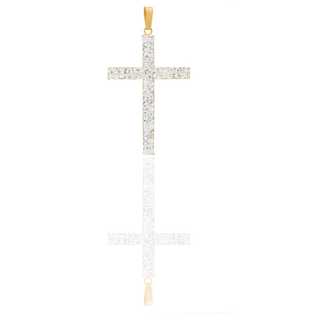 Ciondoli Oro Giallo Stampato  Pavè Zirconi bianchi lunghezza 4 cm larghezza 2,2 cm