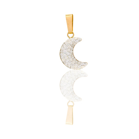 Ciondolo Oro Giallo Oro 18 carati Luna Pavè Zirconi Bianchi cm.1,8