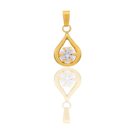 Ciondolo Oro Giallo Oro 18 carati Punto Luce Goccia  Zircone Bianco cm. 1,5