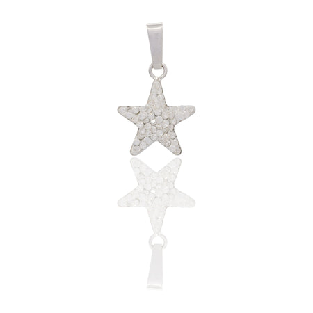 Ciondolo Oro Bianco Oro 18 carati Stella Bombata Pavè  Zirconi Bianchi cm.1,6