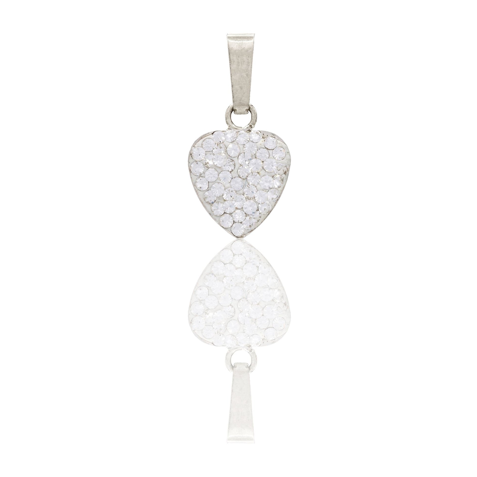 Ciondolo Oro Bianco Oro 18 carati Cuore Sottile Zirconato Zirconi Bianchi cm.1,4