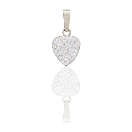 Ciondolo Oro Bianco Oro 18 carati Cuore Sottile Zirconato Zirconi Bianchi cm.1,4