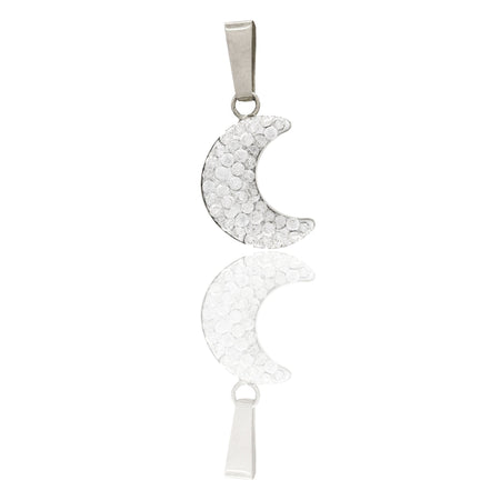 Ciondolo Oro Bianco Oro 18 carati Mezza Luna Zirconi Bianchi cm.1,5