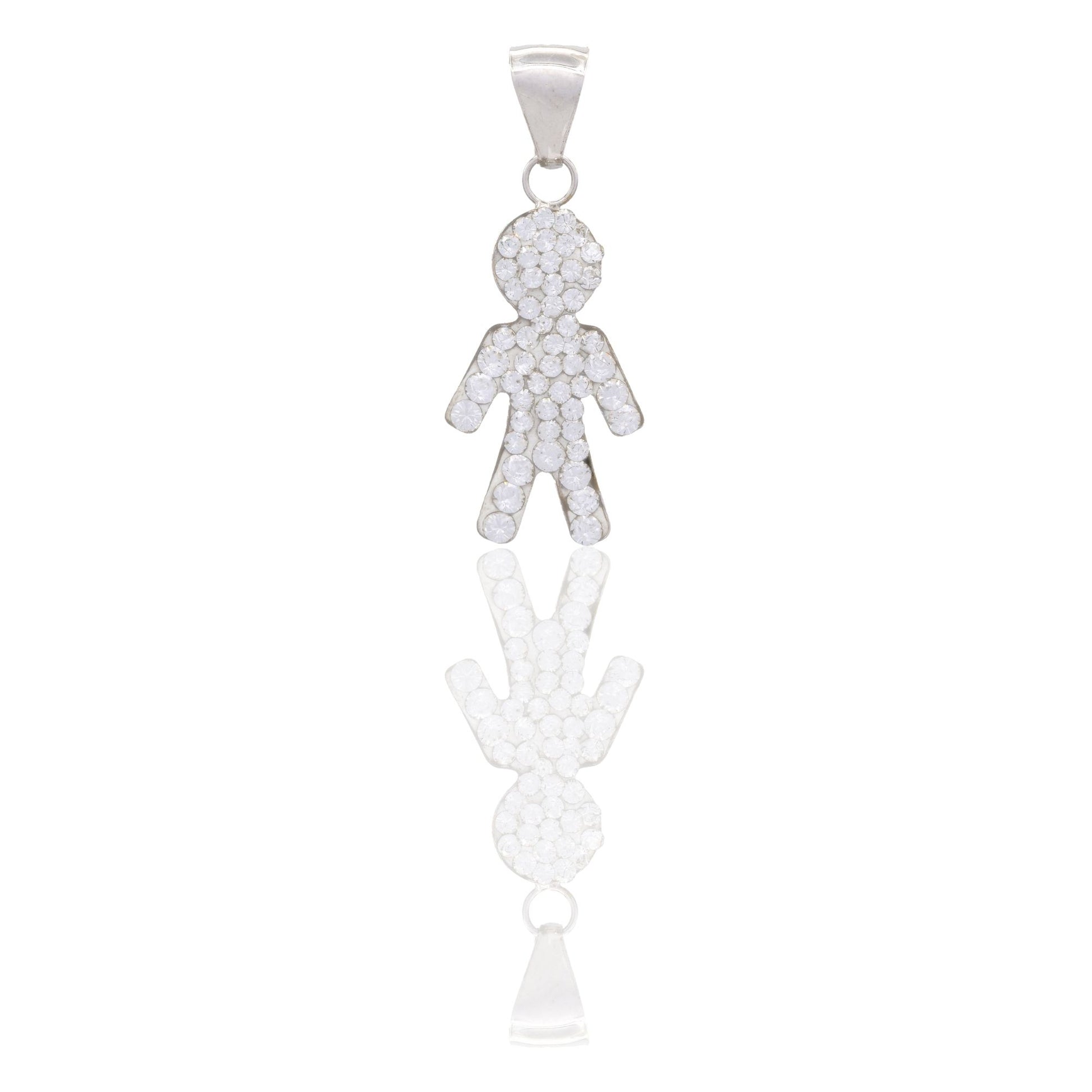 Ciondolo Oro Bianco Oro 18 carati Bimbo Con Pave' Di Zirconi Zirconi Bianchi cm.2,5