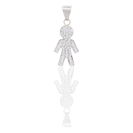 Ciondolo Oro Bianco Oro 18 carati Bimbo Con Pave' Di Zirconi Zirconi Bianchi cm.2,5