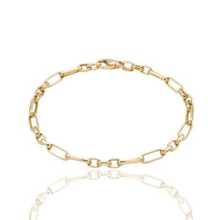 Bracciale Oro Giallo Oro 18 carati Rolo' 3 Maglie Piccole E 2 Maglie Allungate Solo Oro cm 19.5