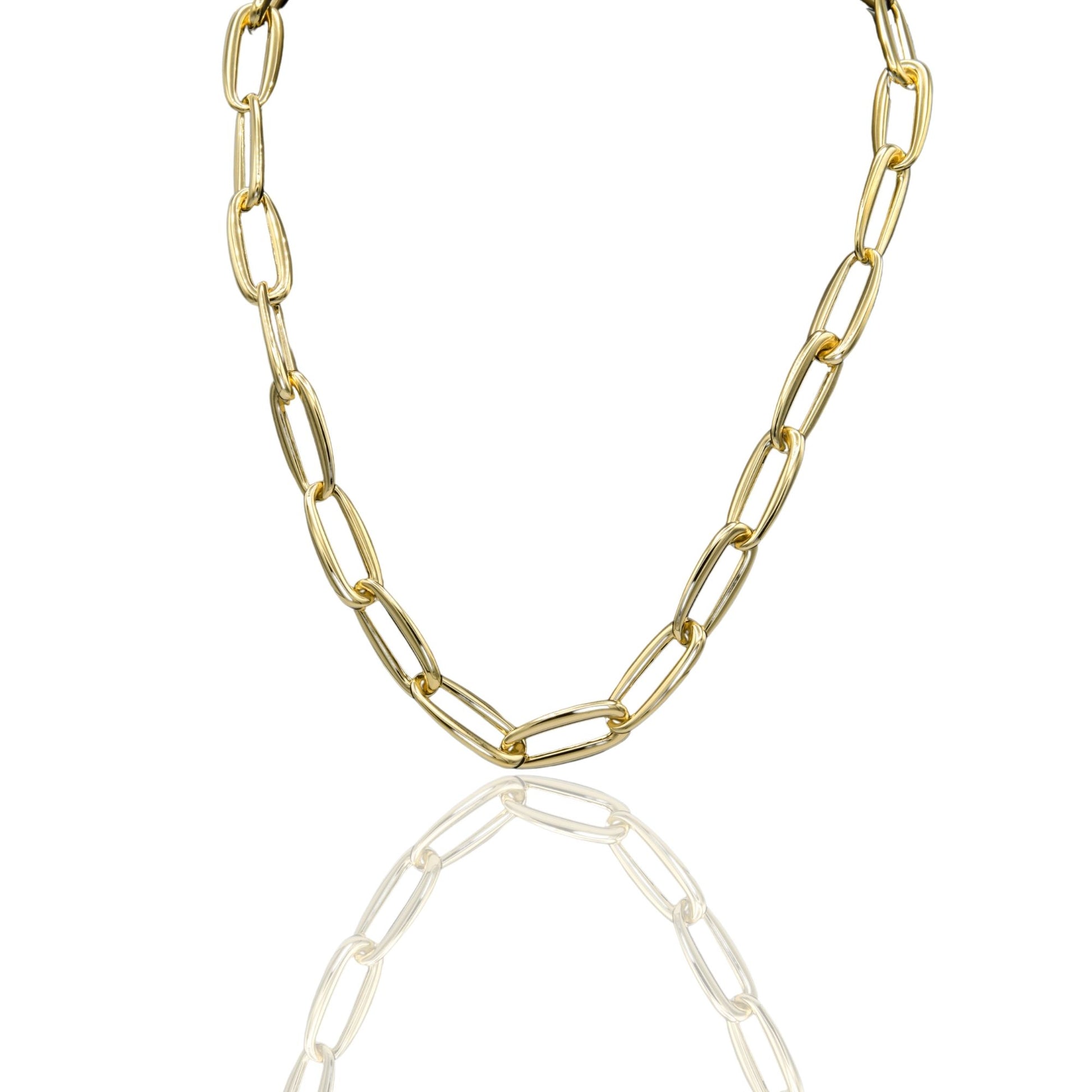 Collana Oro Giallo Oro 18 carati Ovali Irregolari Da Cm.2 Solo Oro mis.2 cm.50